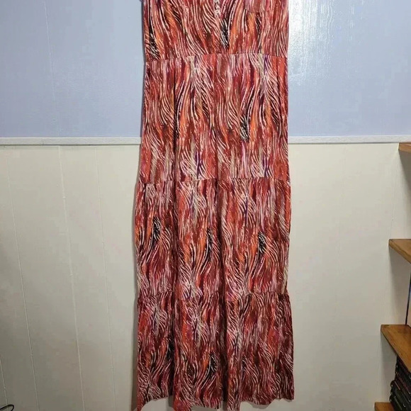 St. John's Bay Medium Multicolor Colorful Print Layered Tiered Sleeveless Dress - Picture 2 of 8